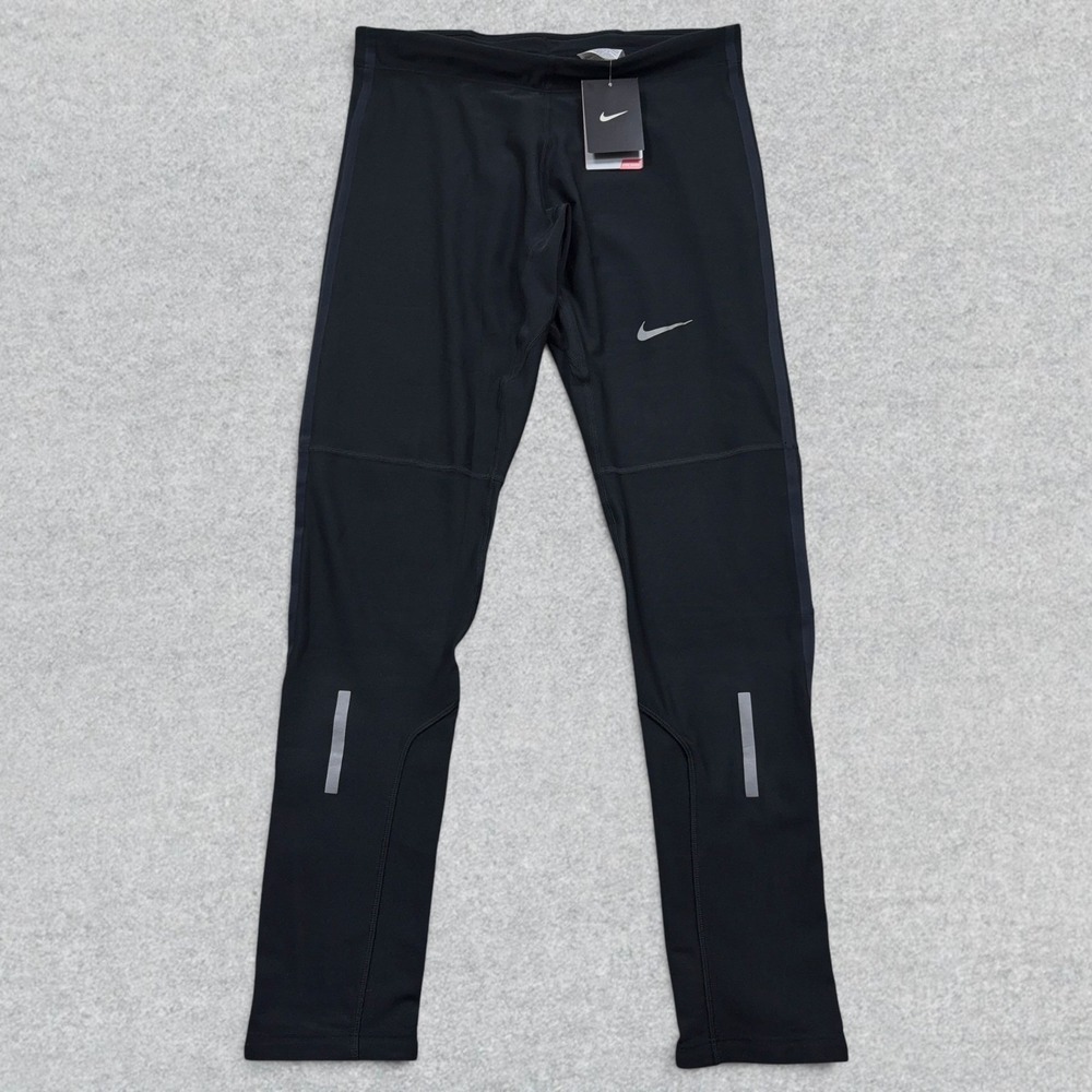 Nike Dri-FIT Tech Running Tights Mens XL Black Reflective Zip Pocket 717408-010